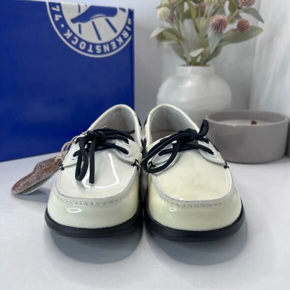 Birkenstock Tennessee Patent Leather Top Sider White Regular Fit Women W5/M3 NWD - Picture 2 of 10